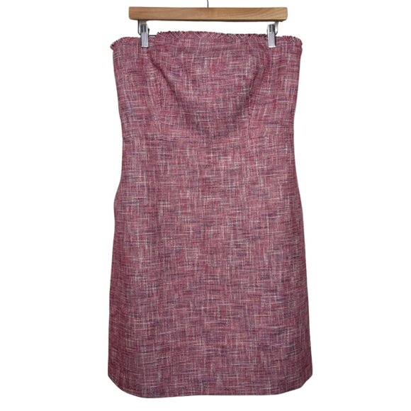BANANA REPUBLIC | NWT Red Raw Hem Tweed Strapless Mini Dress | Size 12 - Picture 1 of 13